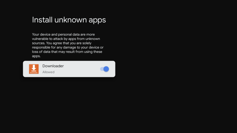 Allow Downlaoder to Install unknown apps on 2020 Chromecast with Google TV