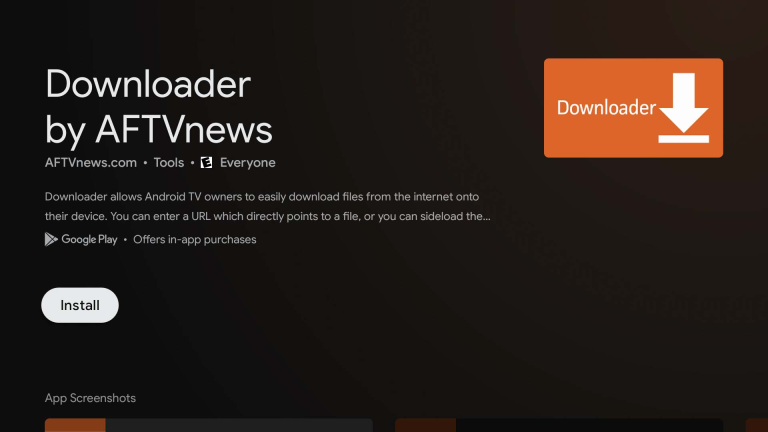 Downloader app listing on the 2020 Chromecast with Google TV